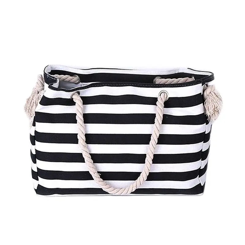 Stripe Shoulder Handbag Rough Striped Beach Bag