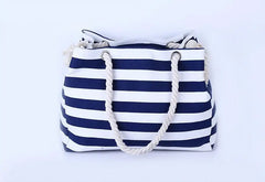 Stripe Shoulder Handbag Rough Striped Beach Bag