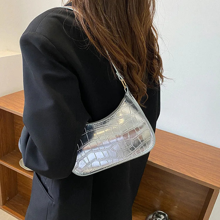 Crocodile Pattern Shoulder Bag Underarm Cross-body Bag