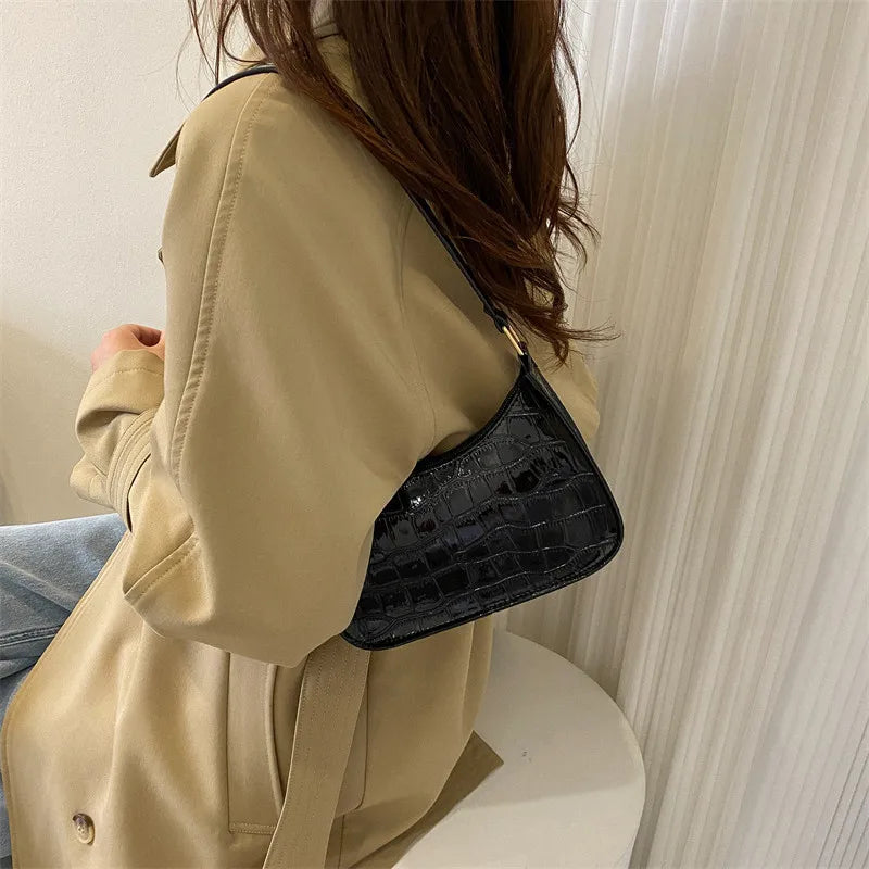 Crocodile Pattern Shoulder Bag Underarm Cross-body Bag