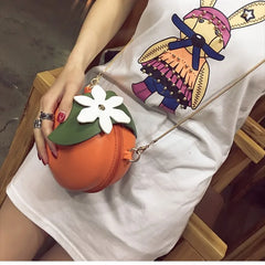 Spring Round Messenger Bag Women's Chain Orange Small