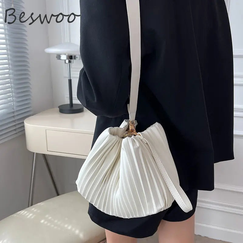 Spring Bags Summer Folds Bucket Bags for Women Shoulder Crossbody Bag