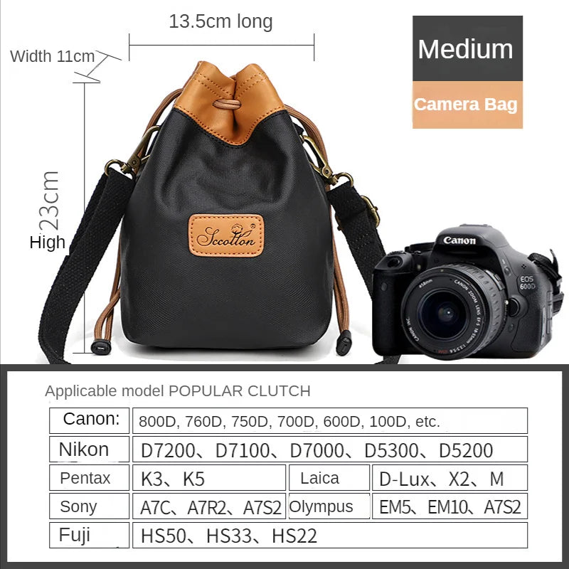Waterproof SLR Camera Storage Bag with Drawstring Closure