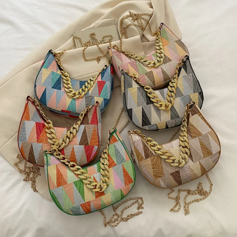 Spring Women Shoulder Bag Geometric Pu Leather Crossbody Bags