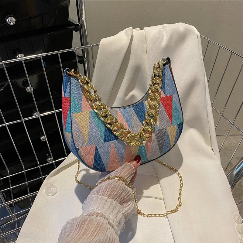 Spring Women Shoulder Bag Geometric Pu Leather Crossbody Bags