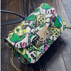 Summer Graffiti Women Shoulder Bag High Chain Mini Bag Messenger Clutch
