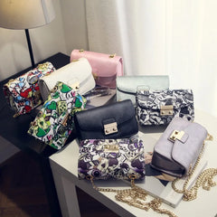 Summer Graffiti Women Shoulder Bag High Chain Mini Bag Messenger Clutch