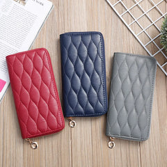 Summer Embroidered Ladies Hand Wallet Grid Multi-card Slot Zipper Puese