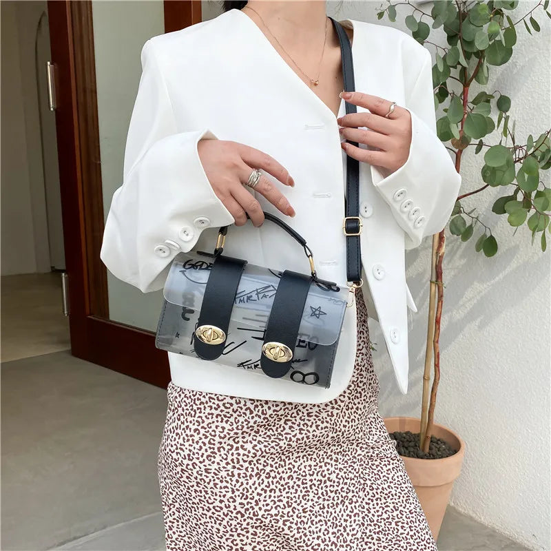 Summer Graffiti Transparent Shoulder Bag Retro Versatile Handbag