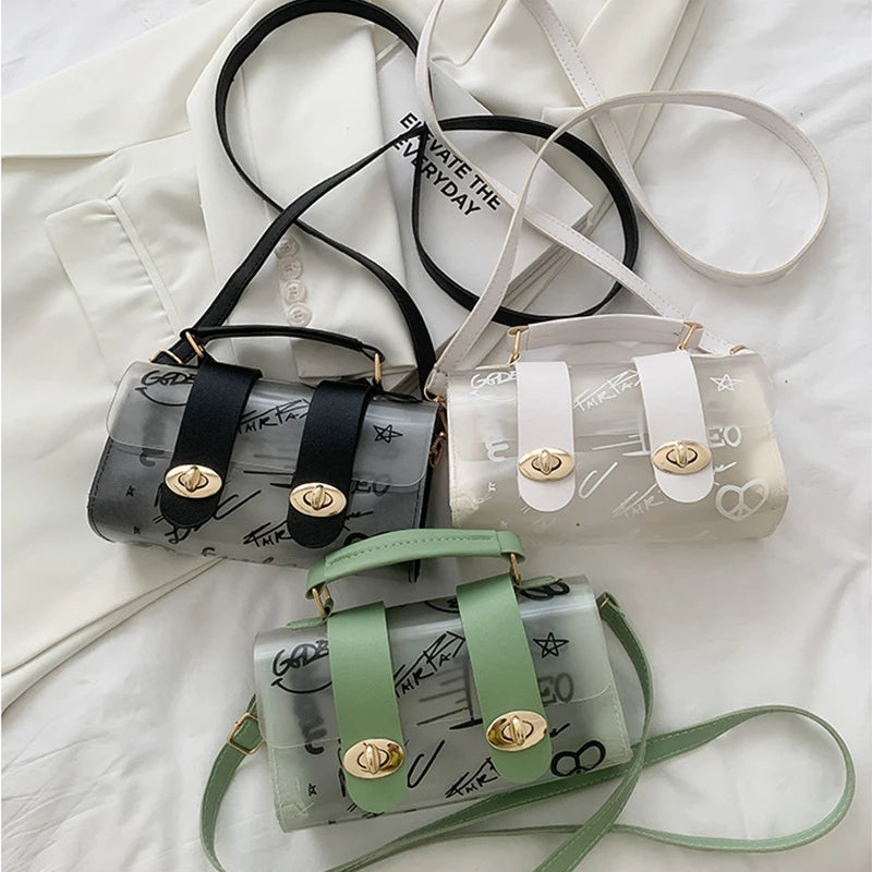 Summer Graffiti Transparent Shoulder Bag Retro Versatile Handbag