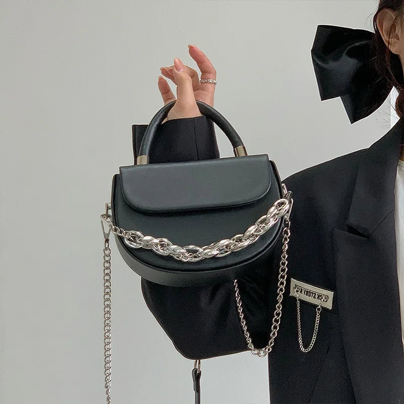 Summer Saddle Bag Women's Textured Chain Shoulder Bag
