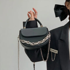 Summer Saddle Bag Women's Textured Chain Shoulder Bag
