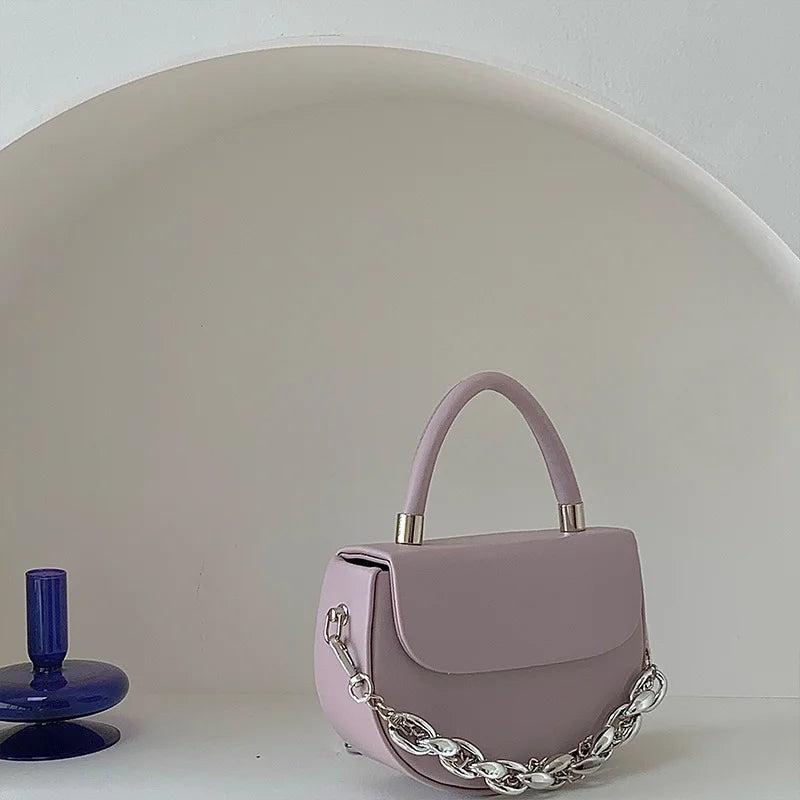 Summer Saddle Bag Women's Textured Chain Shoulder Bag