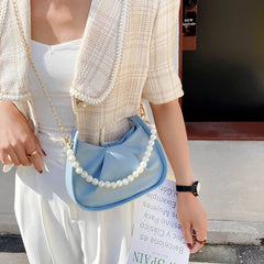 Summer Pleated Handlebags For Women PU Cloud Bags Armpit Bag Shopping Shoulder B