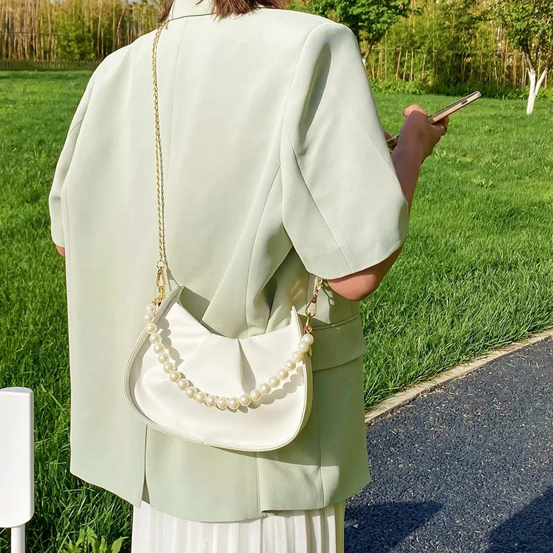 Summer Pleated Handlebags For Women PU Cloud Bags Armpit Bag Shopping Shoulder B