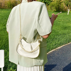 Summer Pleated Handlebags For Women PU Cloud Bags Armpit Bag Shopping Shoulder B