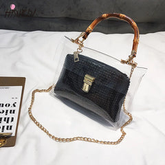 Small Beach Handbag Transparent Women Hand Bags Chain Straw bag