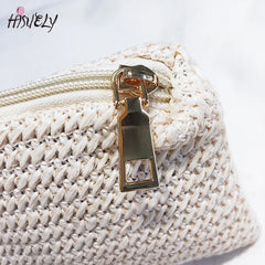 Small Beach Handbag Transparent Women Hand Bags Chain Straw bag