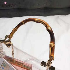 Small Beach Handbag Transparent Women Hand Bags Chain Straw bag