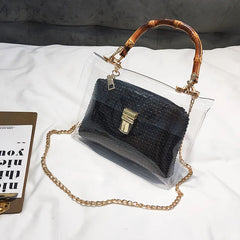 Small Beach Handbag Transparent Women Hand Bags Chain Straw bag