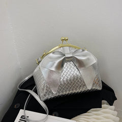 Women Soft Leather Woven Handbag Tote Evening Party Clutch Crossbody Bag