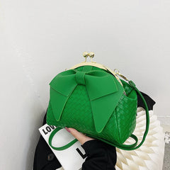 Women Soft Leather Woven Handbag Tote Evening Party Clutch Crossbody Bag