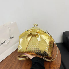 Women Soft Leather Woven Handbag Tote Evening Party Clutch Crossbody Bag