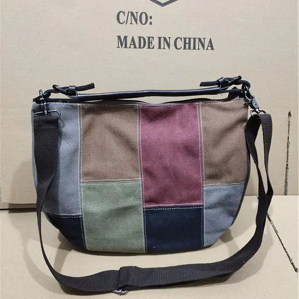 Women Canvas Shoulder Bags Patchwork Handbags Tavel Totes Cross Body Bags