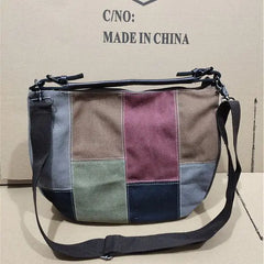 Women Canvas Shoulder Bags Patchwork Handbags Tavel Totes Cross Body Bags