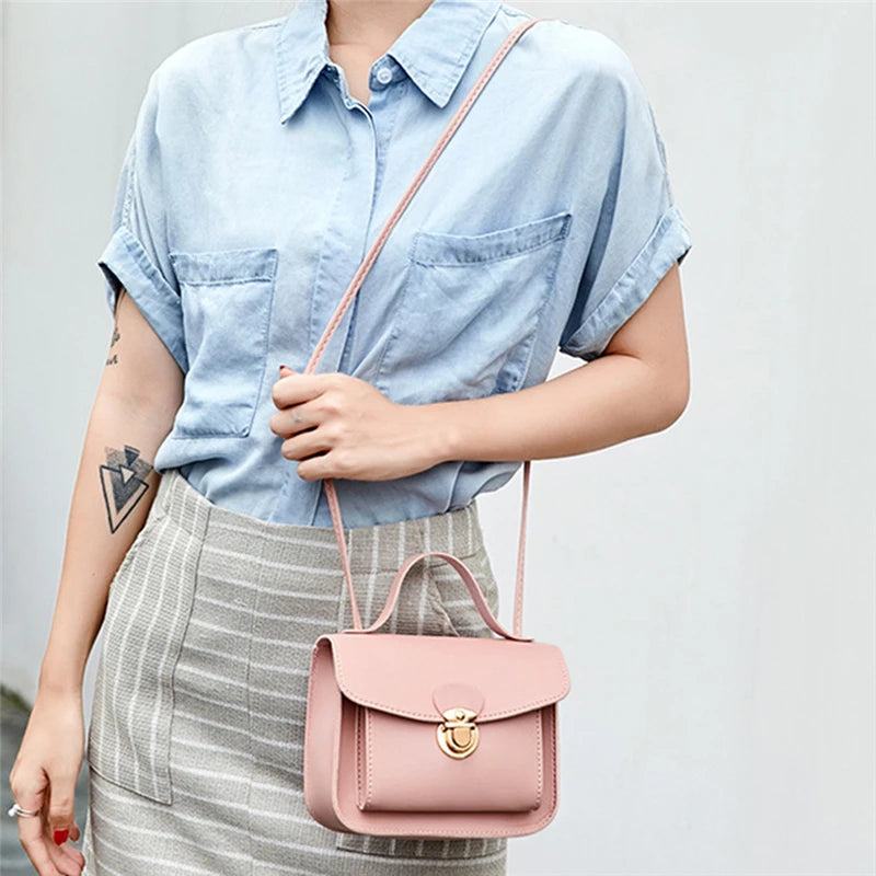 Solid Leather Crossbody Bags For Women Ladies Cross Body Bag