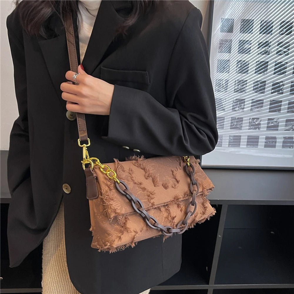 Canvas Crossbody Clutch Purse Chain Shoulder Bag for Women