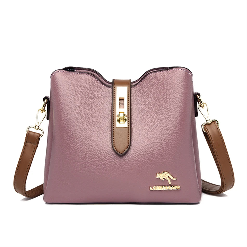 3-Layer Bucket Crossbody Bag Small Shoulder Messenger Purse Handbag