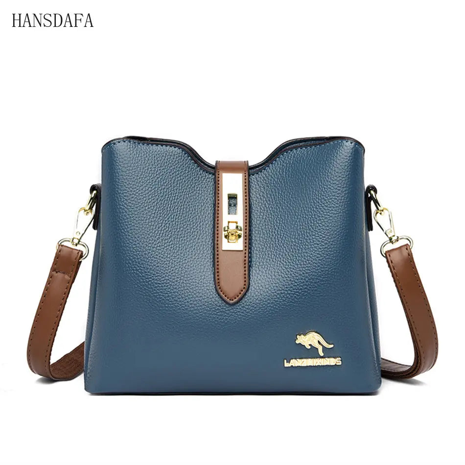 3-Layer Bucket Crossbody Bag Small Shoulder Messenger Handbag