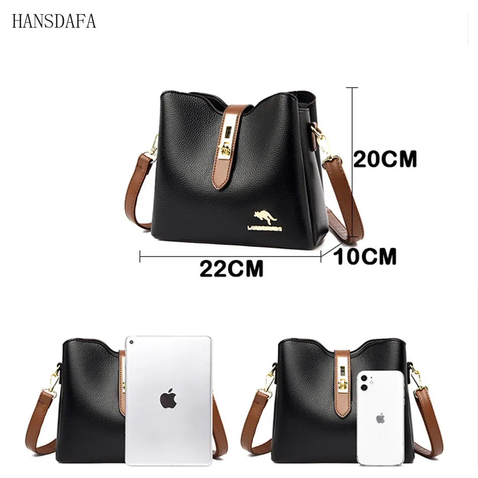3-Layer Bucket Crossbody Bag Small Shoulder Messenger Purse Handbag