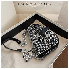 High-Grade Chain Diamond Crossbody Saddle Bag