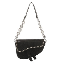 High-Grade Chain Diamond Crossbody Saddle Bag