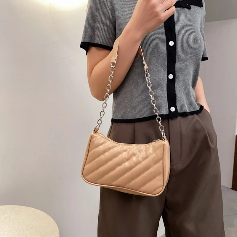 Rhombic Texture Shoulder Bag Chain Handbags for Women