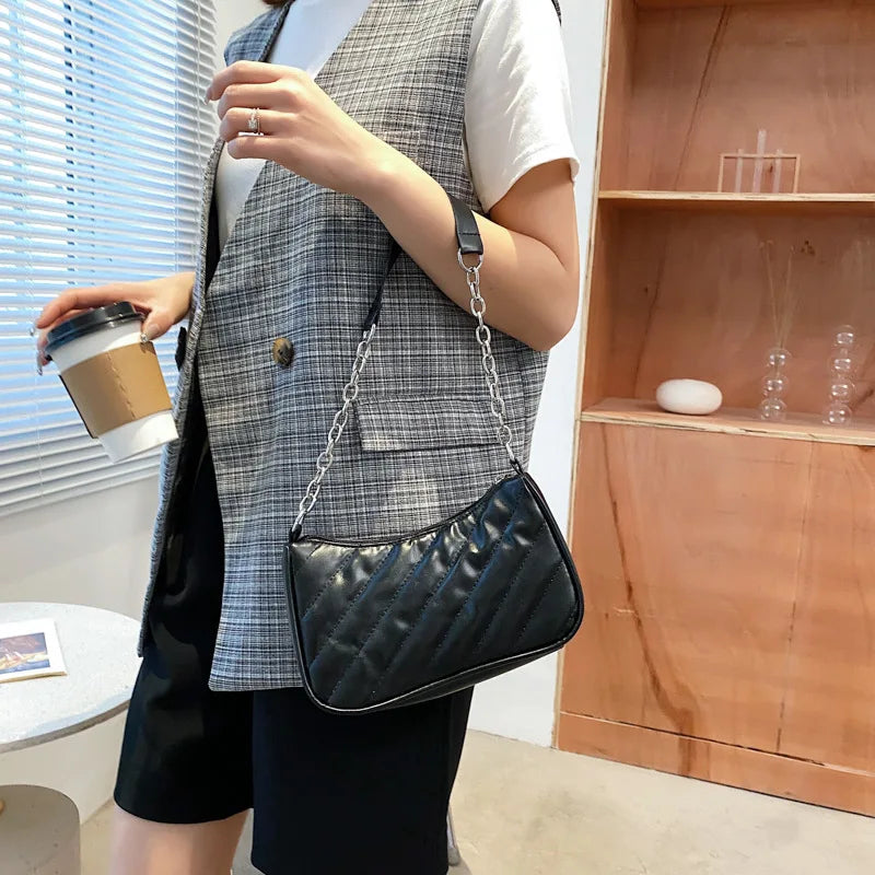 Rhombic Texture Shoulder Bag Chain Handbags for Women