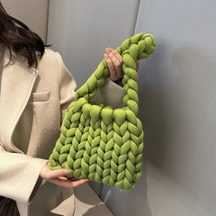 Chunky Knit Crossbody Bag Acrylic Chain Purse Woven Crochet Bag