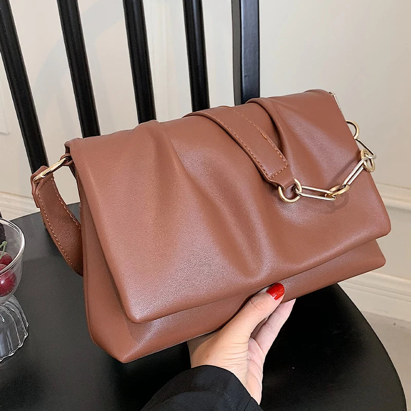 Women Shoulder Bags All-Match PU Leather Messenger Bag Crossbody Pack
