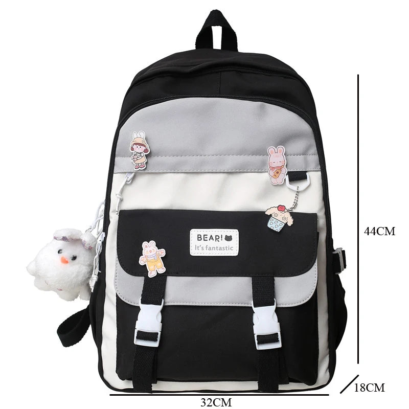 Waterproof Nylon Women Backpack High School Backpacks for Girls Boys Female