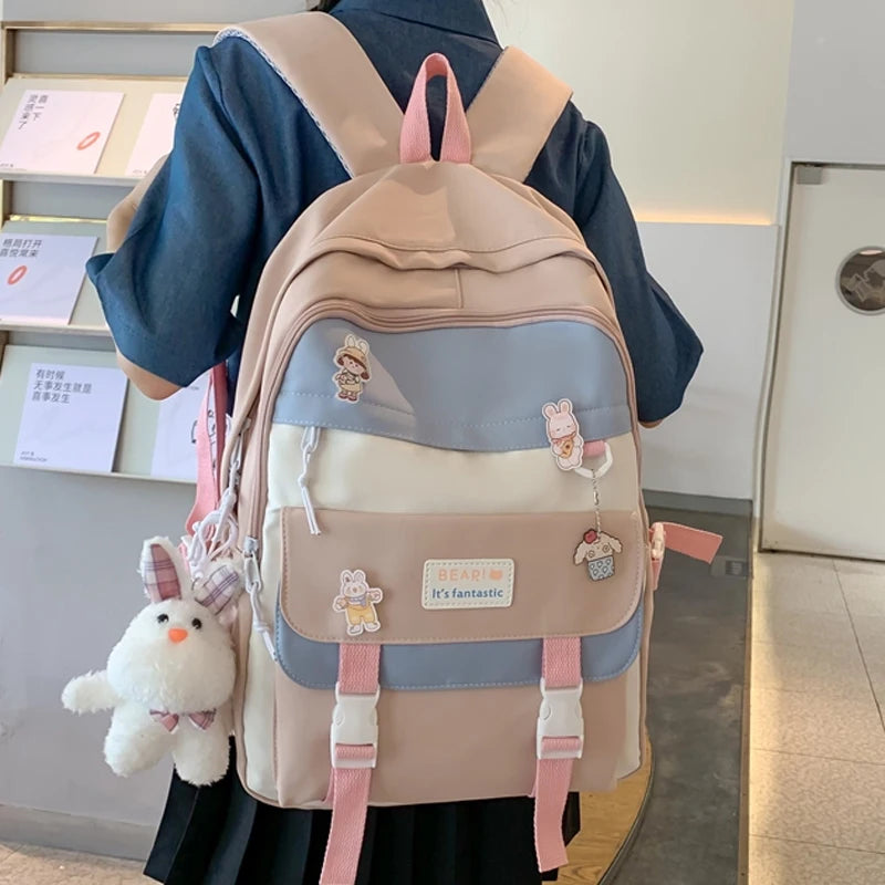 Waterproof Nylon Women Backpack High School Backpacks for Girls Boys Female