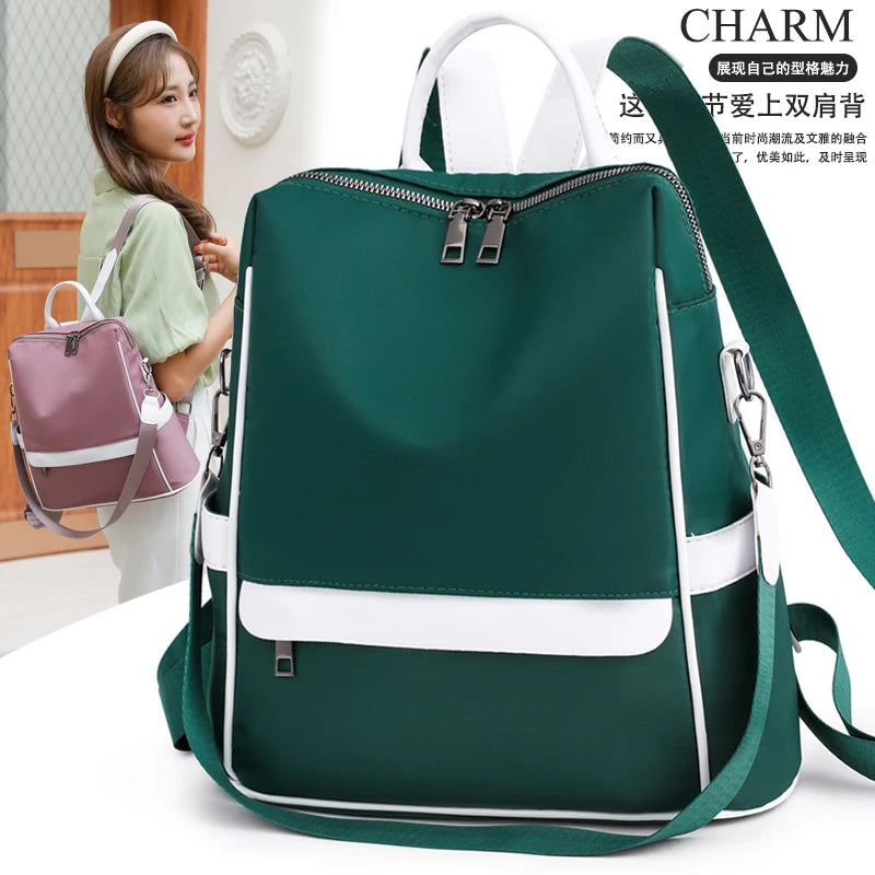 Waterproof Oxford Women Backpack Anti-theft Print School Bag Large