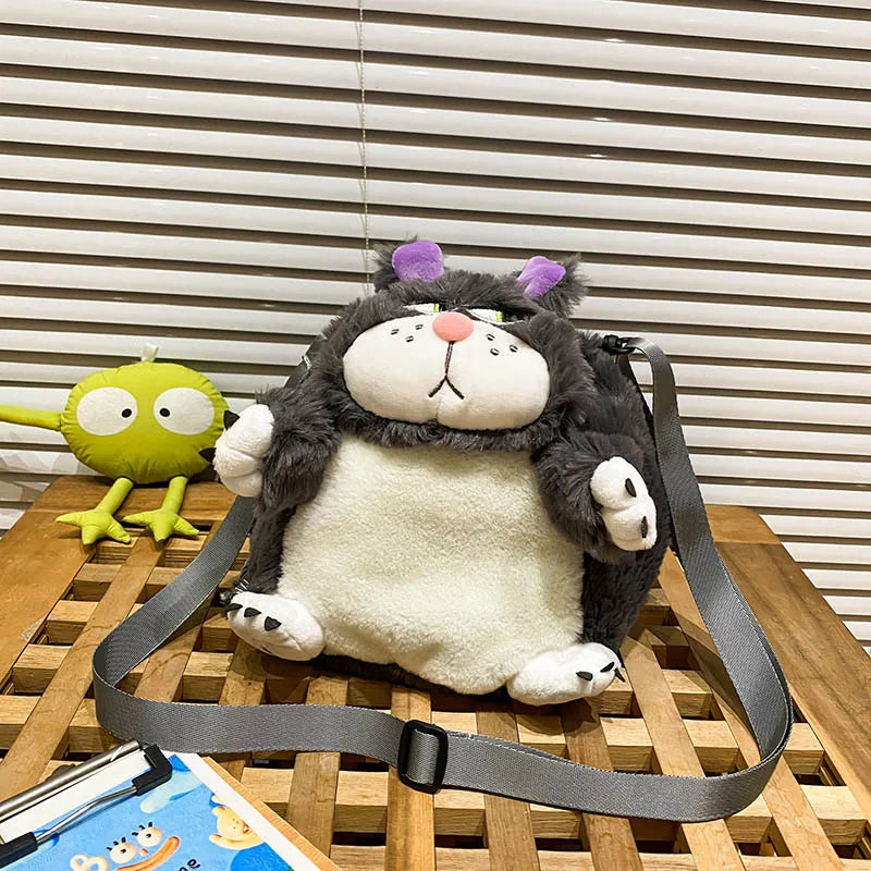 Winter Plush Cat Crossbody Bag Small Messenger Warm Plush Doll Girls Gift