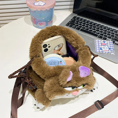 Winter Plush Cat Crossbody Bag Small Messenger Warm Plush Doll Girls Gift