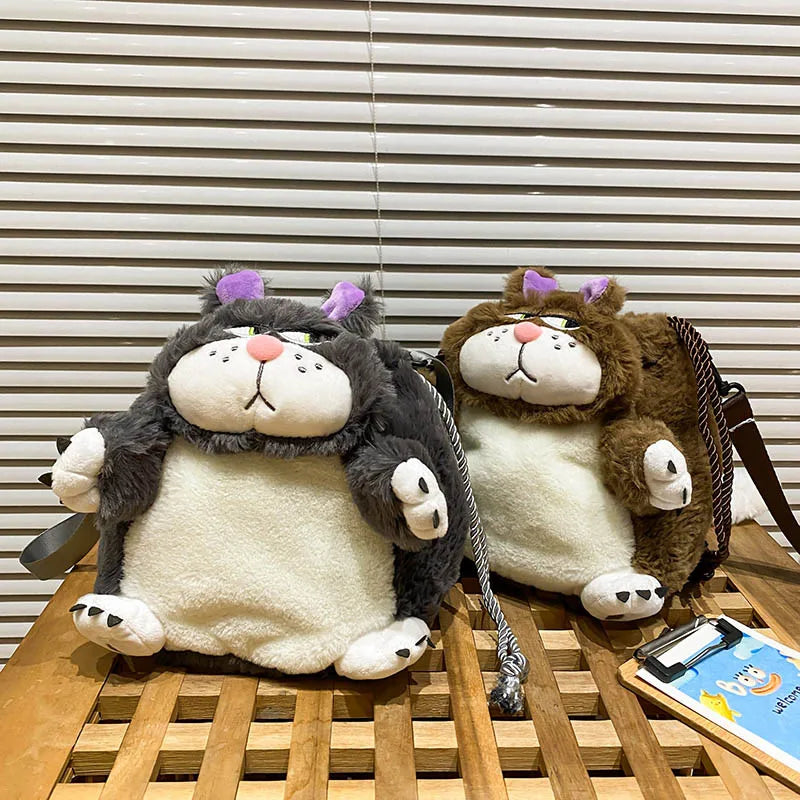 Winter Plush Cat Crossbody Bag Small Messenger Warm Plush Doll Girls Gift