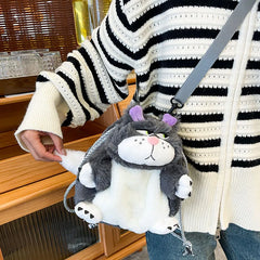 Winter Plush Cat Crossbody Bag Small Messenger Warm Plush Doll Girls Gift