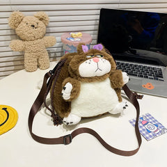 Winter Plush Cat Crossbody Bag Small Messenger Warm Plush Doll Girls Gift