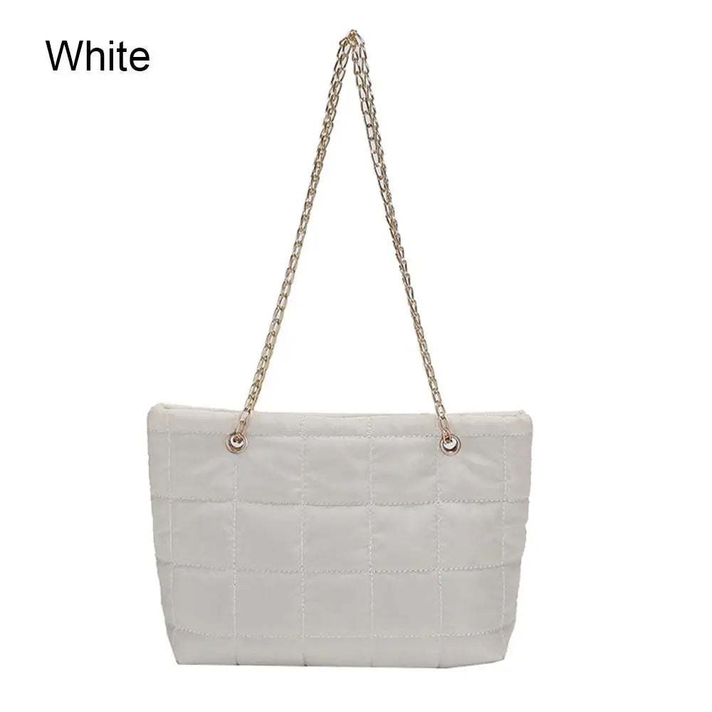 Winter Plaid Shoulder Bags Down Cotton Padded Tote Women Messenger Bags