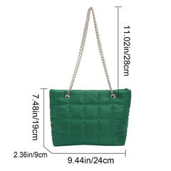 Winter Plaid Shoulder Bags Down Cotton Padded Tote Women Messenger Bags